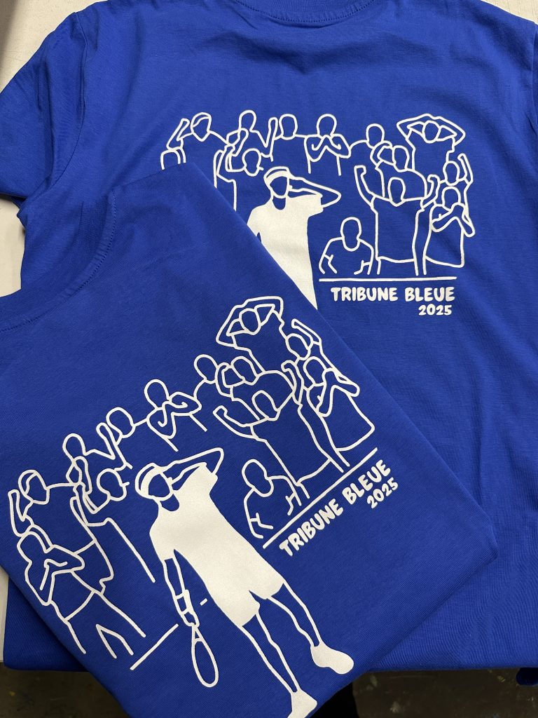 t-shirt bleu sérigraphier tribune bleu